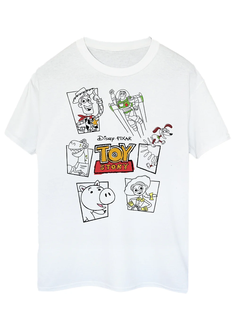 Spiral Galaxy Disney Toy Story Sketch White Graphic T-Shirt - 4XL Image 1