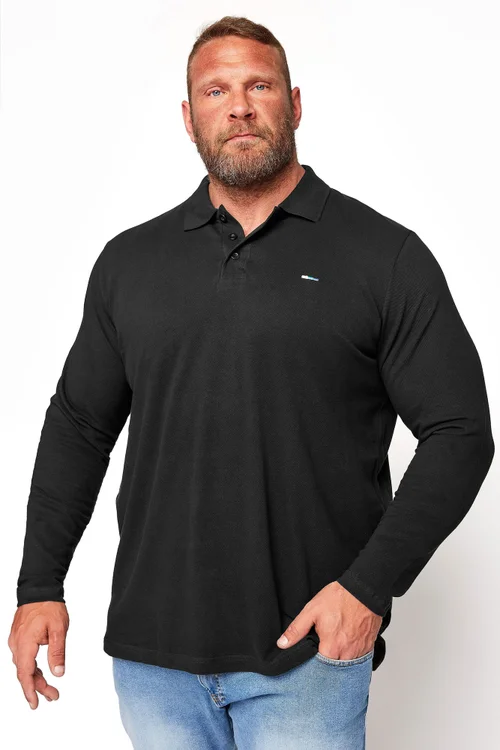 BadRhino Black Long Sleeve Core Polo Shirt - Extra Large Image 1