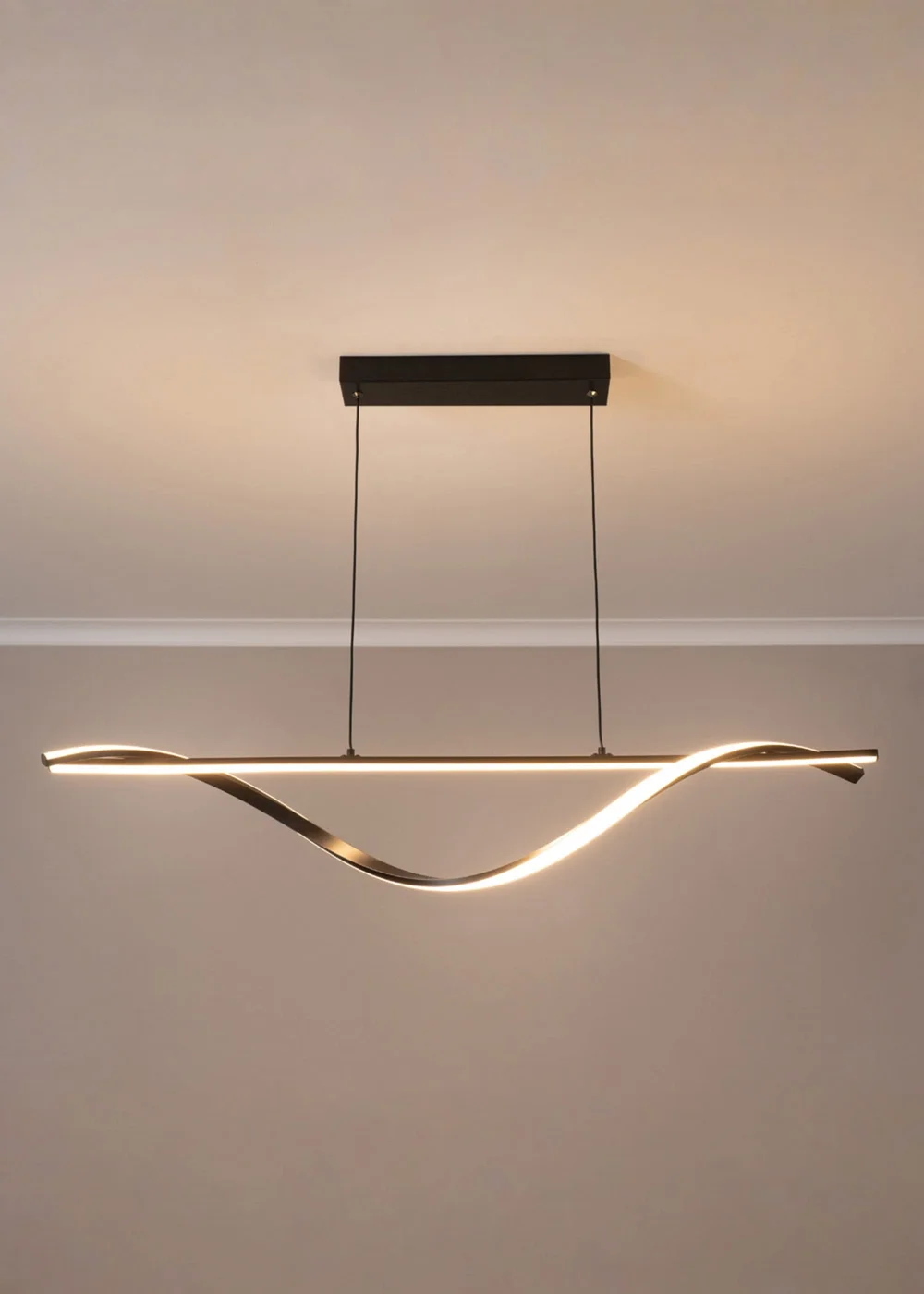 ValueLights Infinity Matte Black Twist Drop Bar Integrated LED Ceiling Light - One Size Image 2
