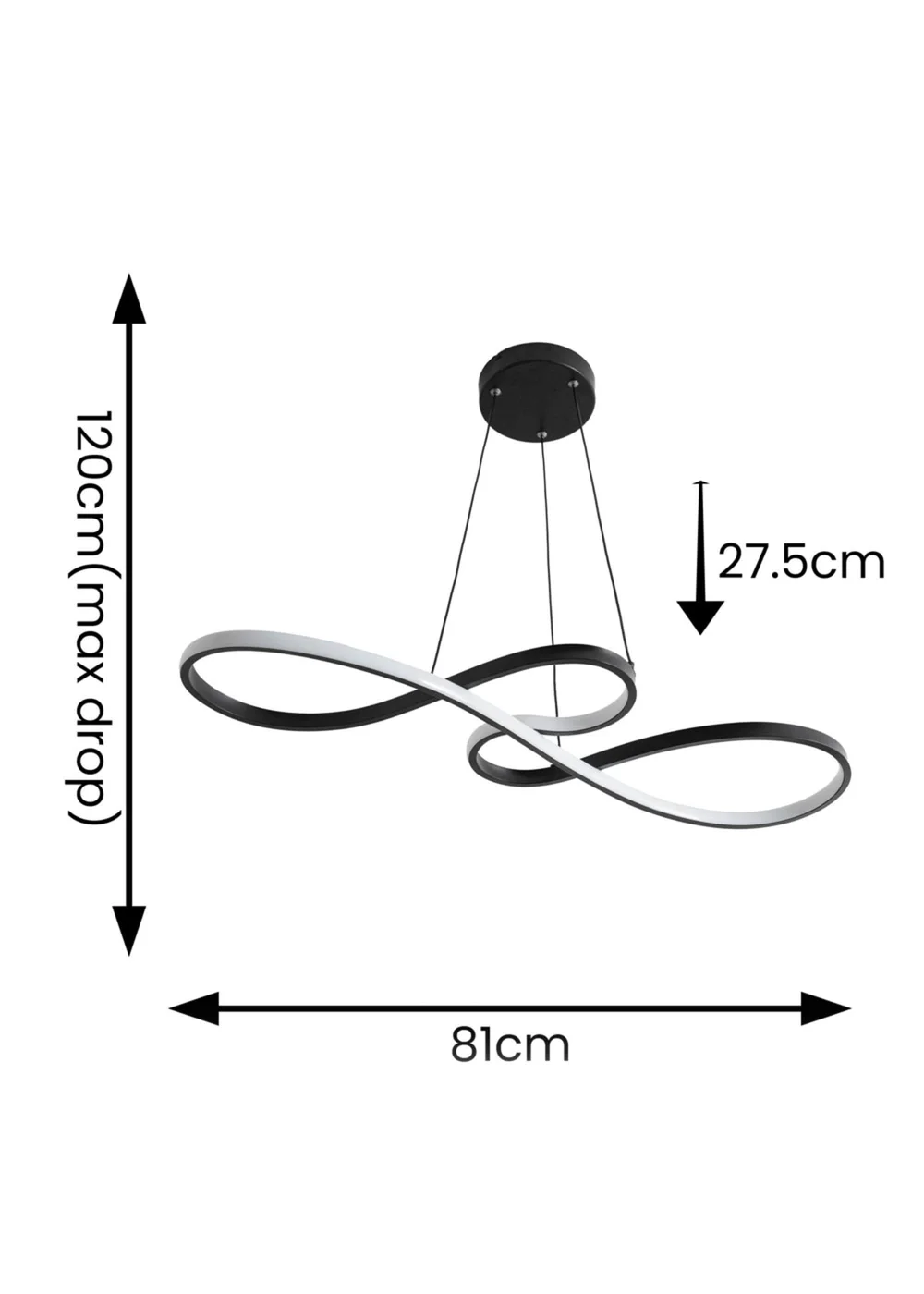 ValueLights Infinity Matte Black Loop Drop Bar Integrated LED Ceiling Light - One Size Image 6