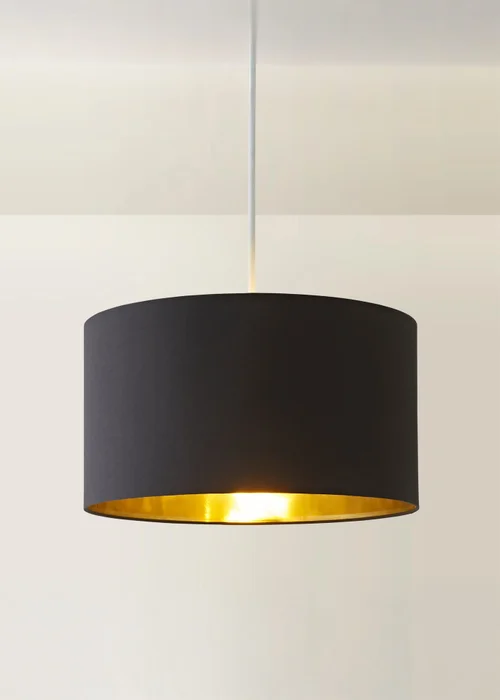 ValueLights Reni 45cm Easy Fit Lamp Shade Black with Metallic Gold Inner - One Size Image 3