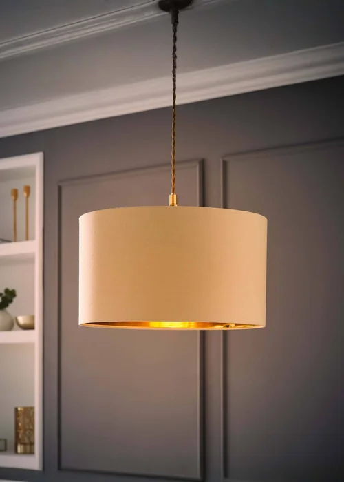 ValueLights Reni 45cm Easy Fit Lamp Shade Beige with Metallic Gold Inner - One Size Image 3
