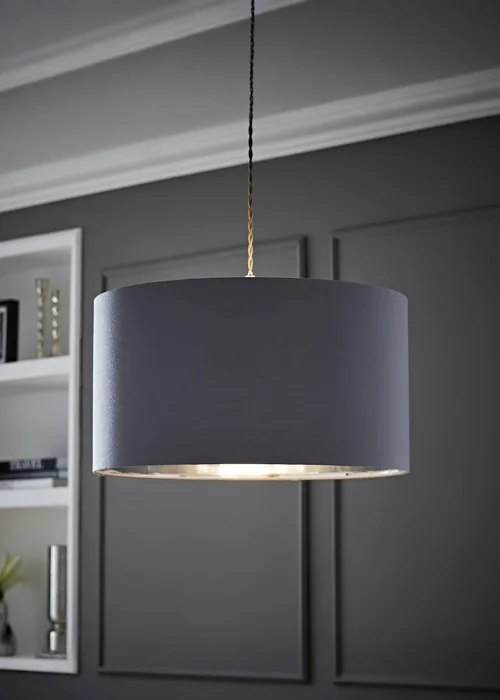 ValueLights Reni 45cm Easy Fit Lampshade Grey with Metallic Chrome Inner - One Size Image 1