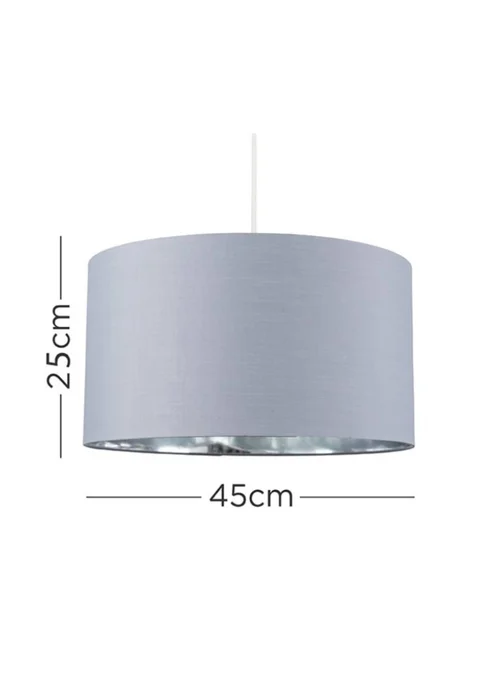 ValueLights Reni 45cm Easy Fit Lampshade Grey with Metallic Chrome Inner - One Size Image 5