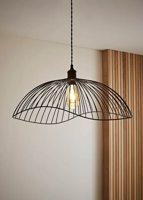 ValueLights Covelas Black Wavy Easy Fit Ceiling Lampshade - One Size Image 1