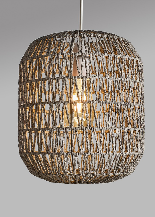 ValueLights Cabral Grey Rope Easy Fit Ceiling Lampshade - One Size Image 1