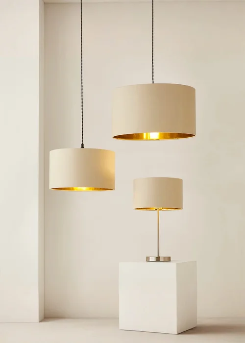 ValueLights Reni 35cm Easy Fit Lampshade Beige with Metallic Gold Inner - One Size Image 5