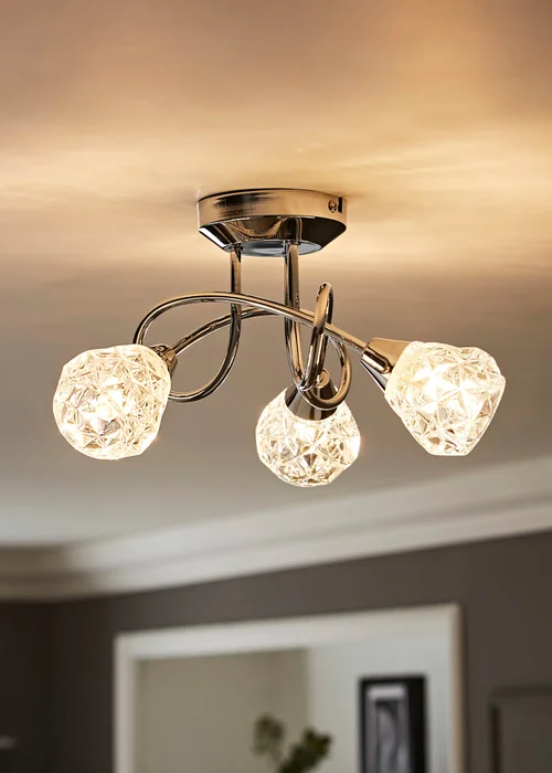 ValueLights Astley Chrome 3 Way Crossover Ceiling Light - One Size Image 1