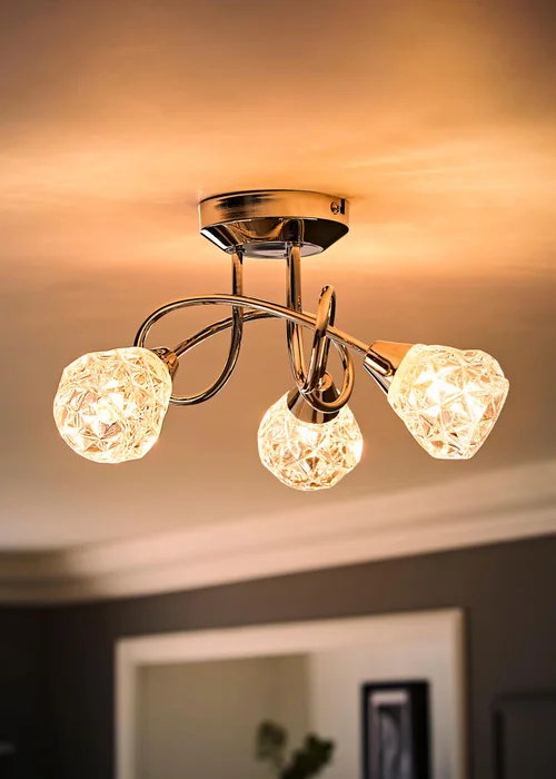 ValueLights Astley Chrome 3 Way Crossover Ceiling Light - One Size Image 3