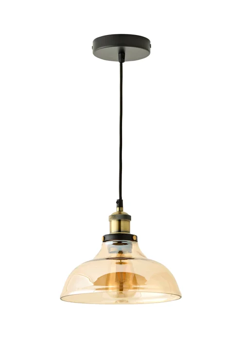ValueLights Wallace Amber Glass Ceiling Pendant Light - One Size Image 2