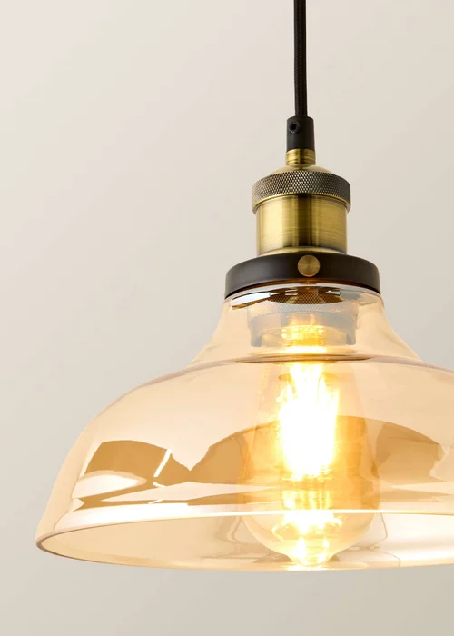 ValueLights Wallace Amber Glass Ceiling Pendant Light - One Size Image 4