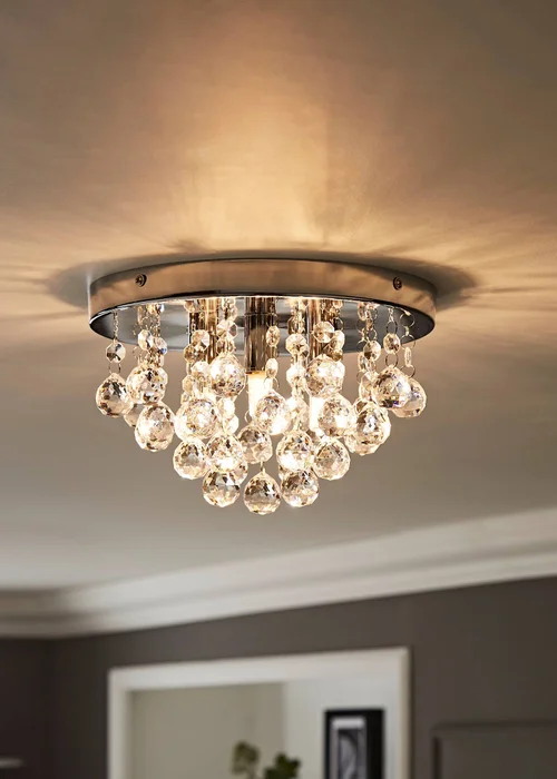 ValueLights Mitre Chrome Droplet Flush Ceiling Light - One Size Image 1