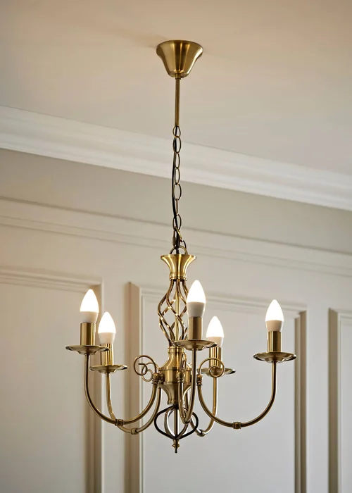 ValueLights Memphis Antique Brass Twist 5 Way Celling Light - One Size Image 1