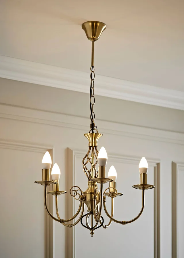ValueLights Memphis Antique Brass Twist 5 Way Celling Light