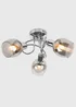 ValueLights Zarah Chrome 3 Way Swirl Smoke Glass Ceiling Light - One Size Image 1