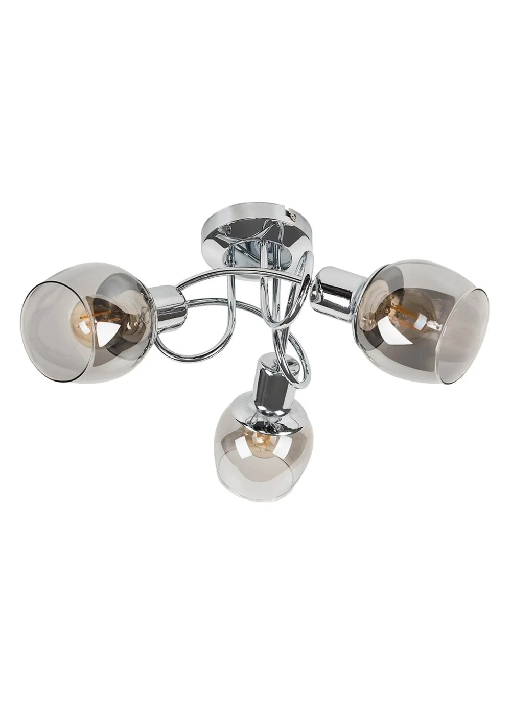 ValueLights Zarah Chrome 3 Way Swirl Smoke Glass Ceiling Light - One Size Image 2