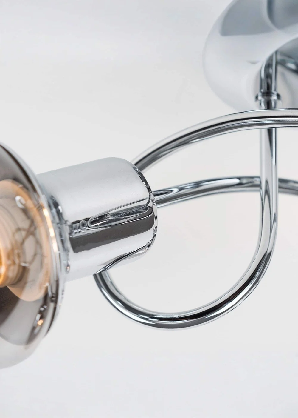 ValueLights Zarah Chrome 3 Way Swirl Smoke Glass Ceiling Light - One Size Image 4