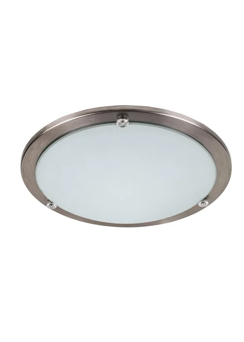 ValueLights Cymbal Brushed Chrome Frosted Glass Flush Ceiling Light - One Size Image 3
