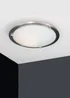 ValueLights Cymbal Brushed Chrome Frosted Glass Flush Ceiling Light - One Size Image 1