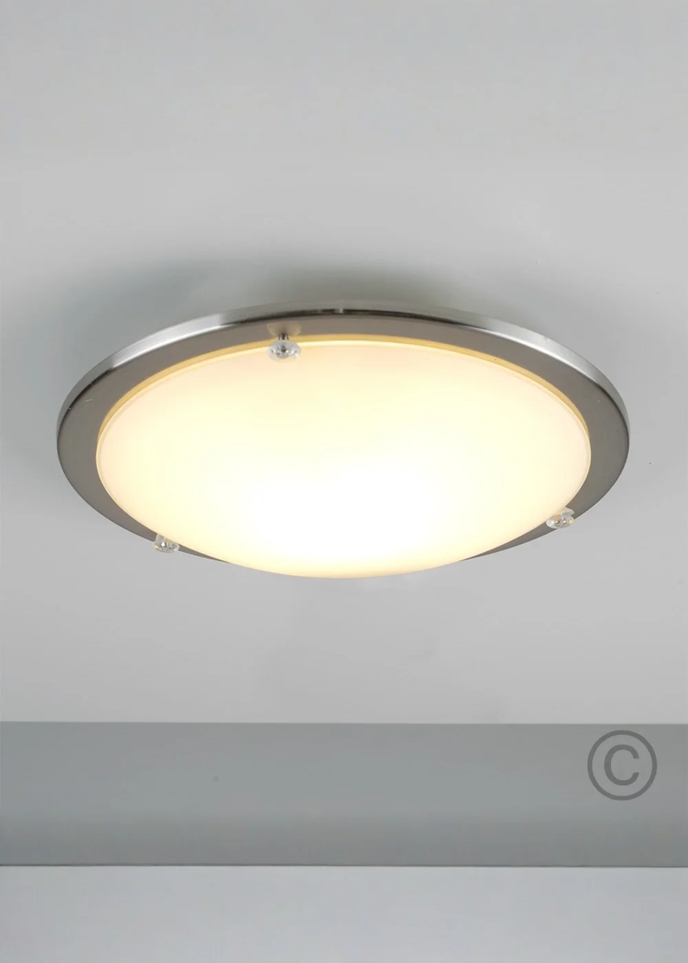 ValueLights Cymbal Brushed Chrome Frosted Glass Flush Ceiling Light - One Size Image 2