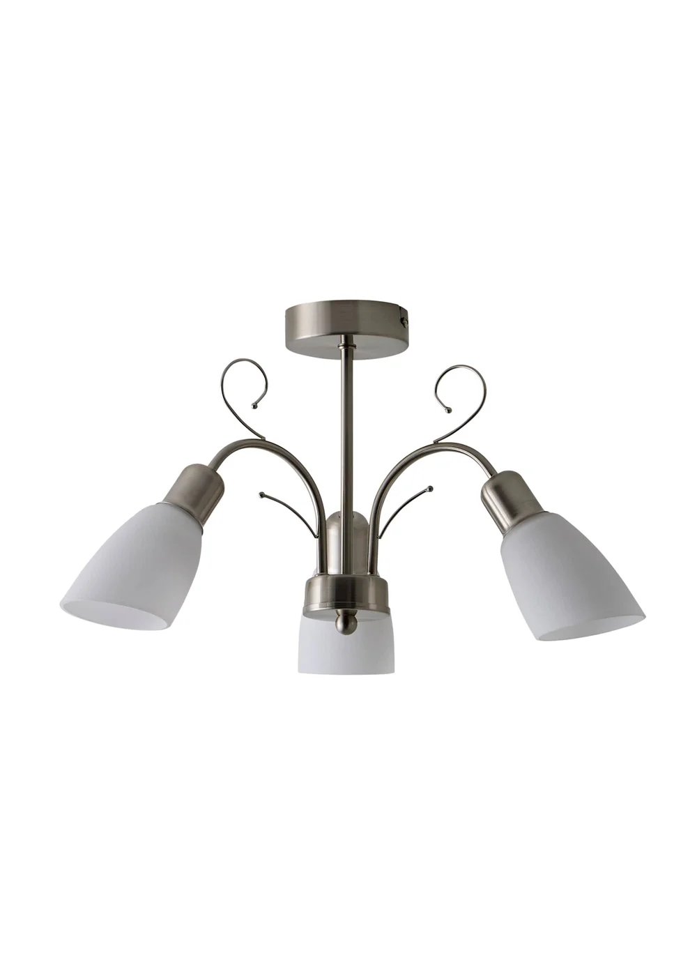 ValueLights Newlyn Brushed Chrome 3 Way Frosted Glass Ceiling Light - One Size Image 2