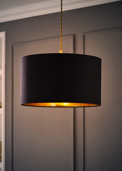 ValueLights Reni 35cm Easy Fit Lampshade Black with Metallic Gold Inner - One Size Image 2