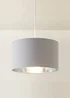 ValueLights Reni 35cm Easy Fit Lampshade Grey Fabric with Metallic Chrome Inner - One Size Image 3