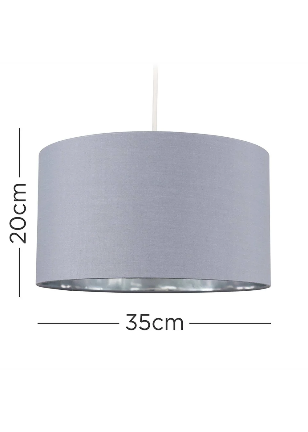 ValueLights Reni 35cm Easy Fit Lampshade Grey Fabric with Metallic Chrome Inner - One Size Image 6