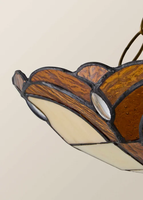 ValueLights Tiffany Amber Glass Uplighter Easy Fit Ceiling Lampshade - One Size Image 4