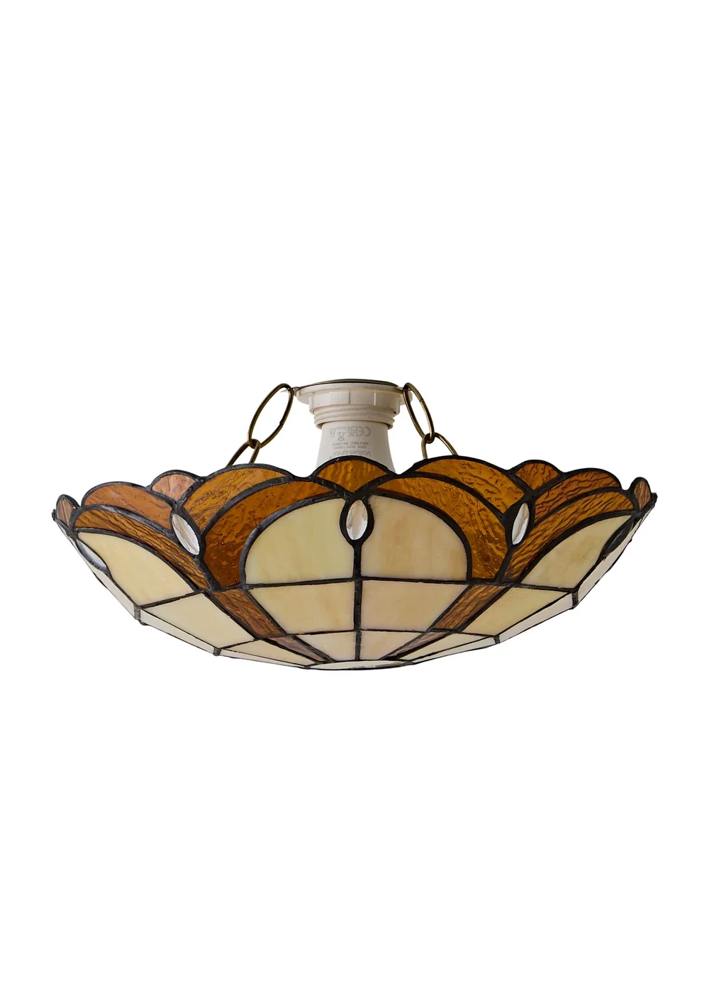 ValueLights Tiffany Amber Glass Uplighter Easy Fit Ceiling Lampshade - One Size Image 2