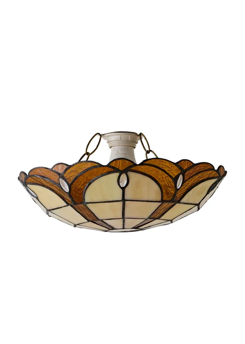 ValueLights Tiffany Amber Glass Uplighter Easy Fit Ceiling Lampshade - One Size Image 2