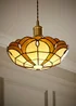 ValueLights Tiffany Amber Glass Uplighter Easy Fit Ceiling Lampshade - One Size Image 1