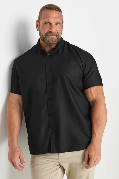BadRhino Premium Black Short Sleeve Oxford Cotton Shirt - 4XL Image 1