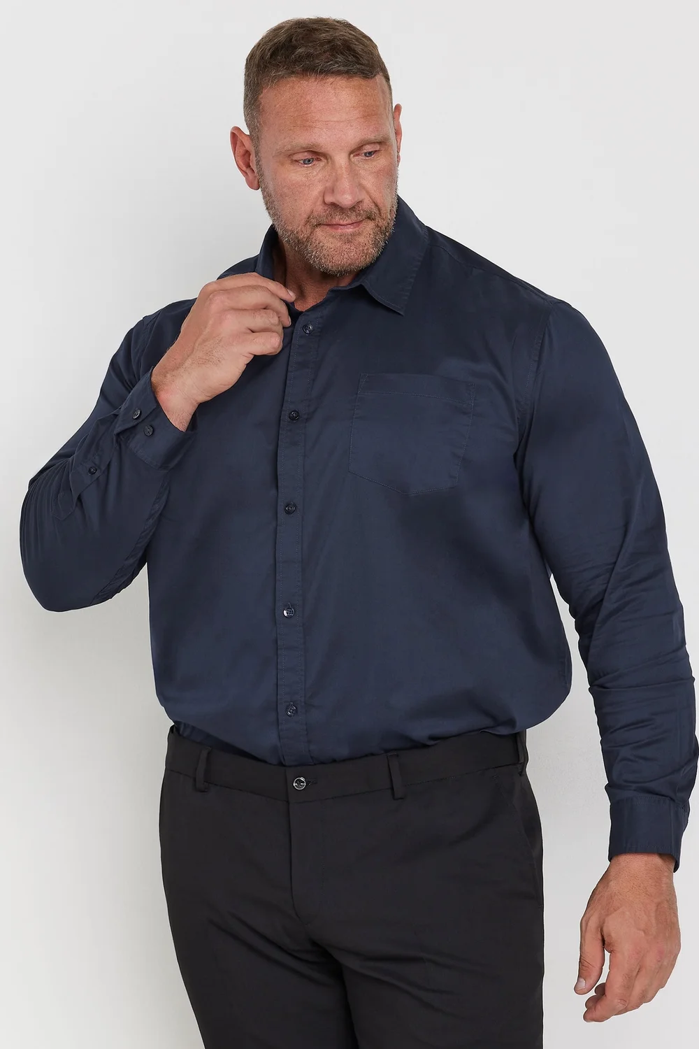 BadRhino Navy Blue Stretch Long Sleeve Shirt - Large Image 1