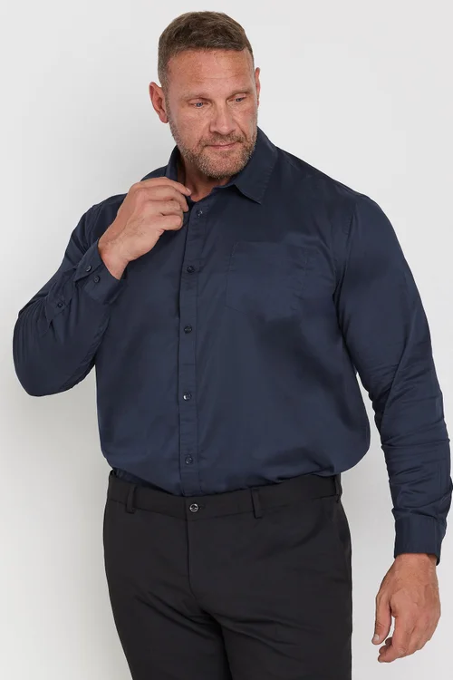 BadRhino Navy Blue Stretch Long Sleeve Shirt - Large Image 1