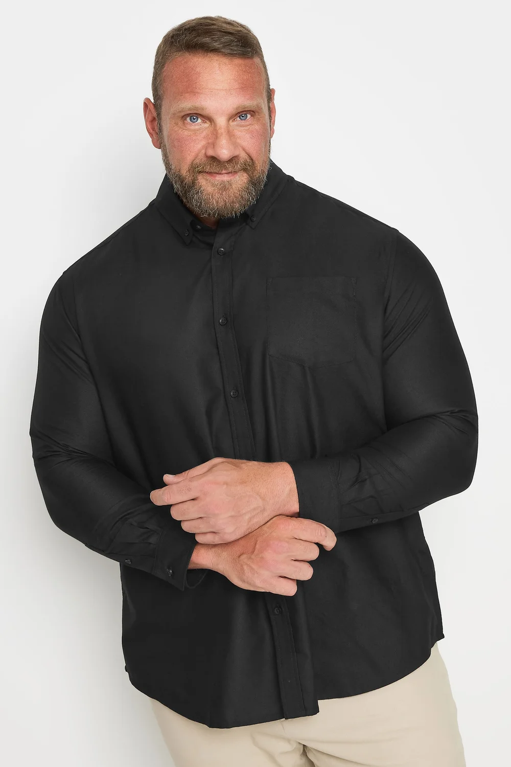 BadRhino Premium Black Long Sleeve Oxford Cotton Shirt - 5/6 XL Image 2