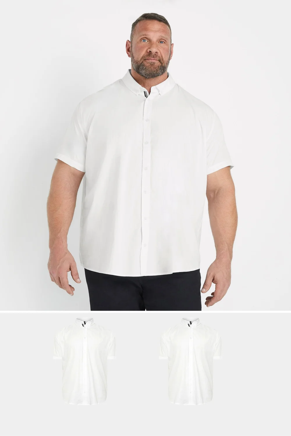 BadRhino 2 Pack White Short Sleeve Poplin Shirts - 4XL Image 1