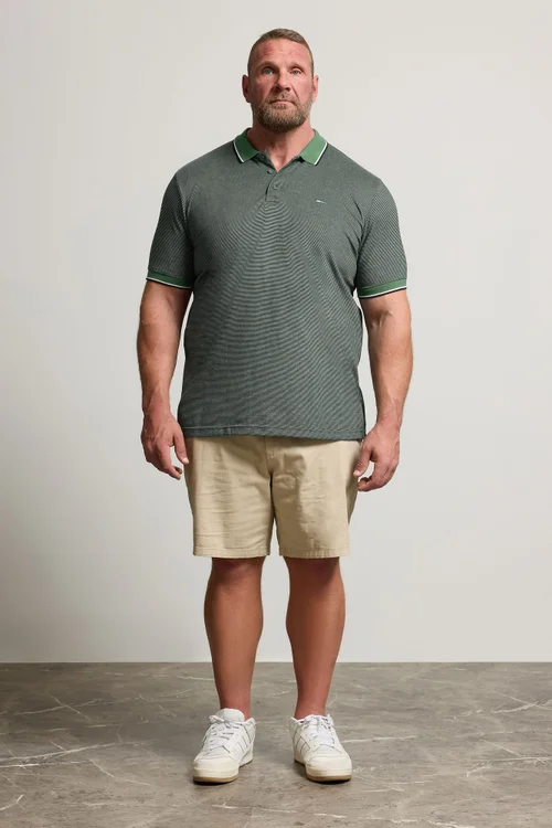 BadRhino Green Fine Stripe Tipped Polo Shirt - 4XL Image 3