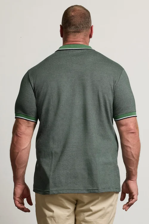 BadRhino Green Fine Stripe Tipped Polo Shirt - 4XL Image 4