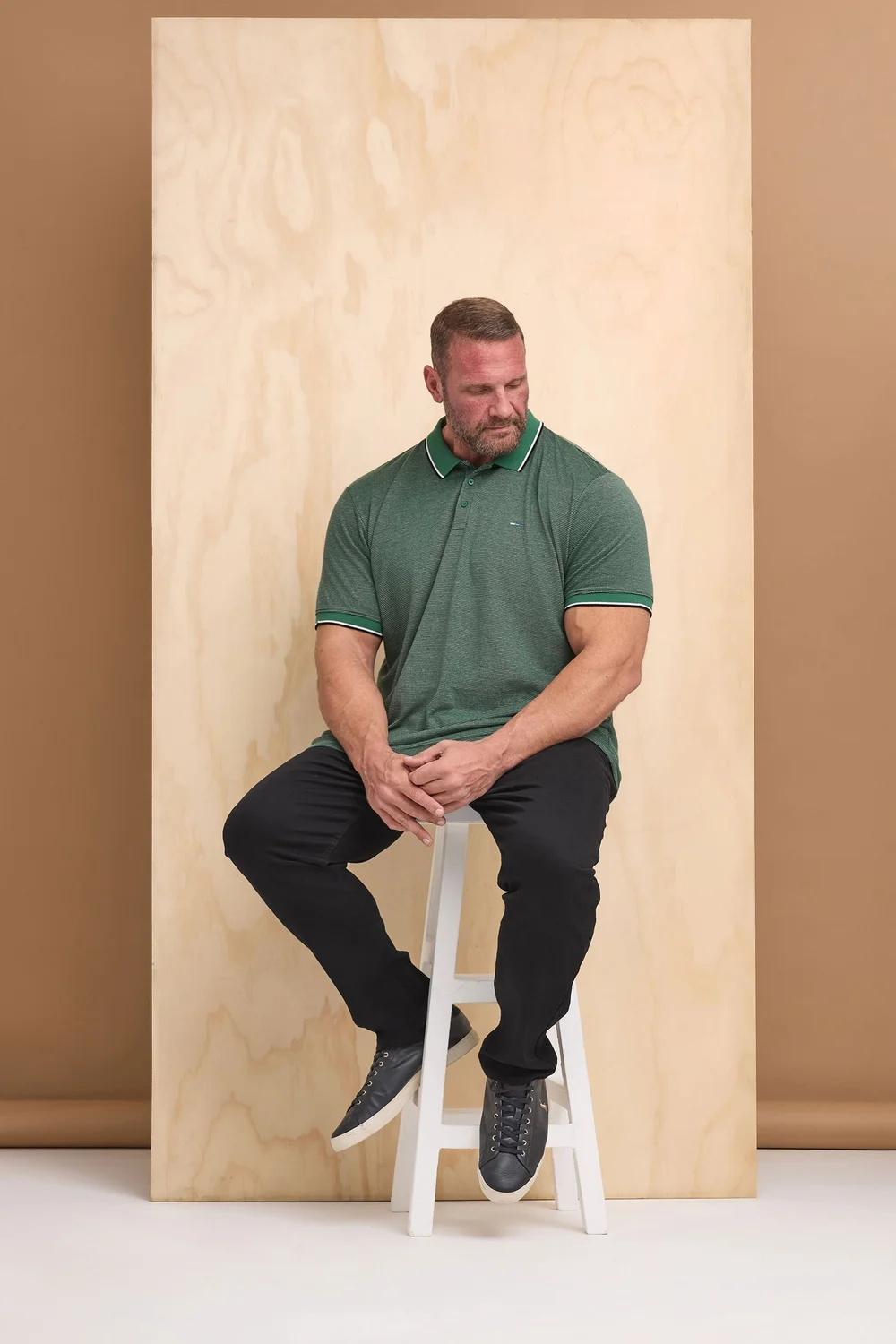 BadRhino Green Fine Stripe Tipped Polo Shirt - 4XL Image 1