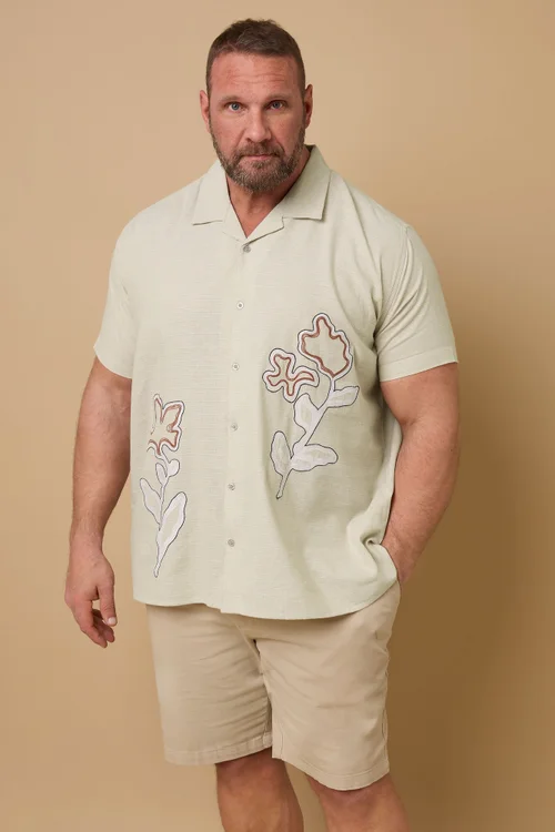 BadRhino Beige Brown Floral Embroidered Shirt - 3XL Image 2