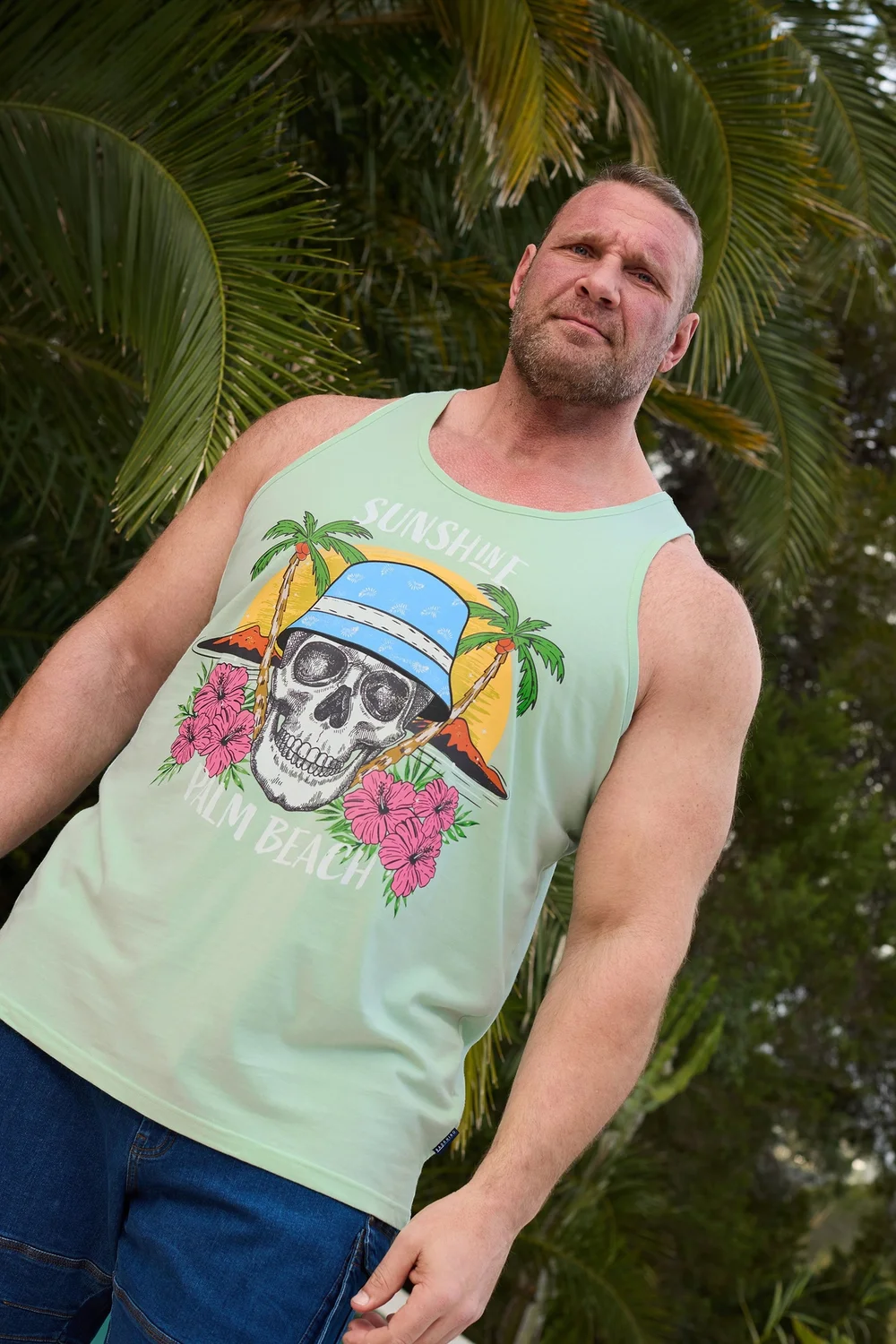 BadRhino Light Green Palm Beach Skull Vest - 7/8 XL Image 1