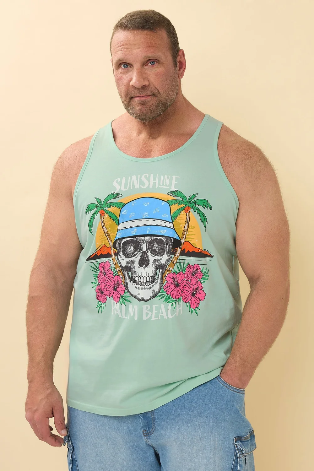 BadRhino Light Green Palm Beach Skull Vest - 7/8 XL Image 2