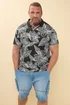 BadRhino Black Leaf Print Polo Shirt - Extra Large Image 4