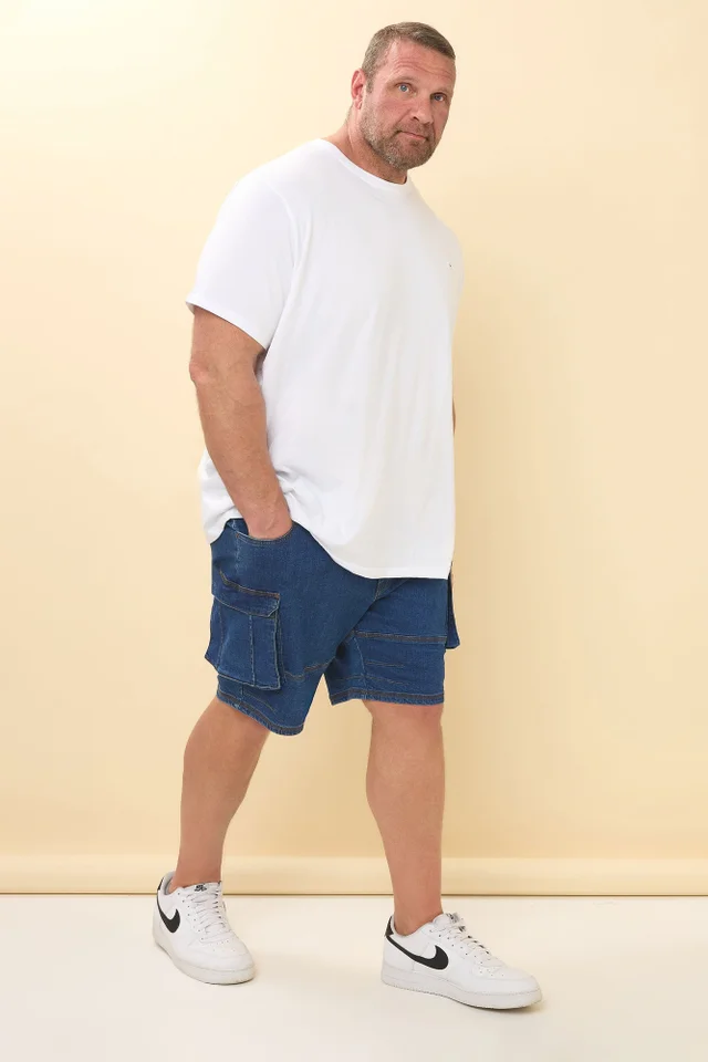 BadRhino Blue Elasticated Cargo Denim Shorts