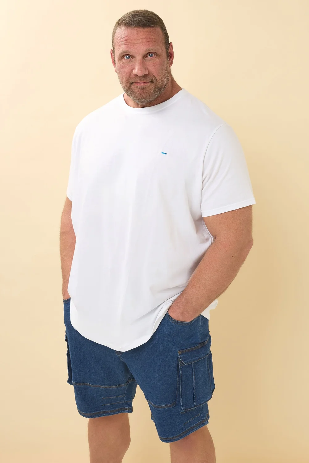 BadRhino Blue Elasticated Cargo Denim Shorts - 5-6XL Image 1