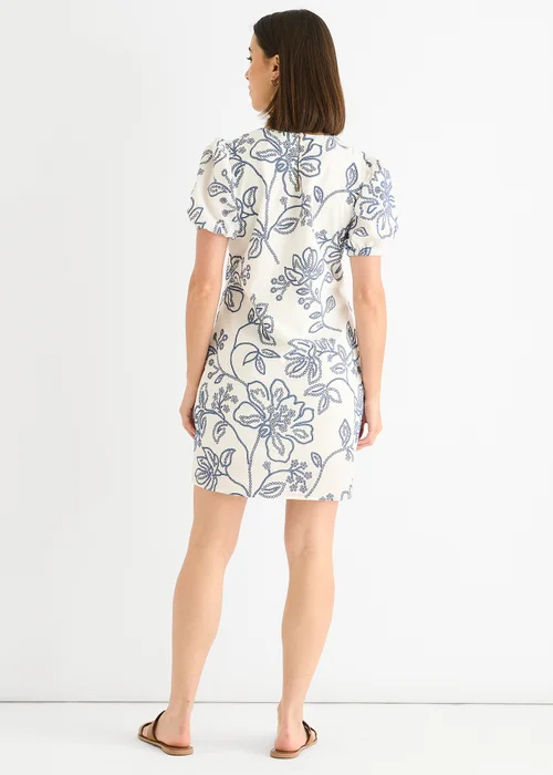 Gini London White Blue Floral Embroidered Mini Dress - 10 Image 2