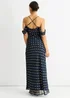 Gini London Navy Cowl Neck Drop Sleeves Foil Maxi Dress - 8 Image 2