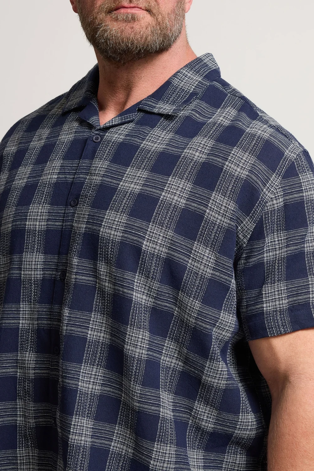 BadRhino Navy Blue Textured Check Print Shirt - 2XL Image 5