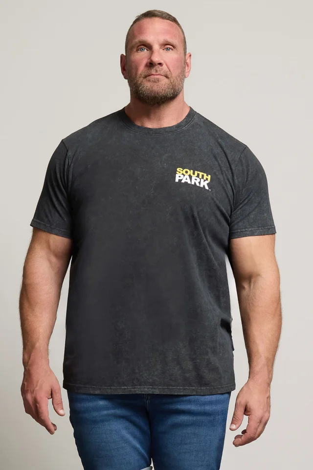 BadRhino Black Acid Wash Printed South Park T-Shirt